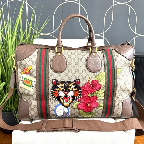 Authentic GUCCI unisex travel bag brown monogram coated canvas - Picture 4 of 16
